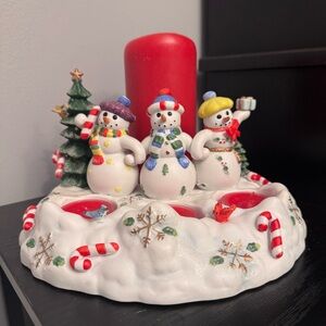 Partylite Snowbell Tealight & Pillar Candle Holder P7650 Snowman Christmas Tree